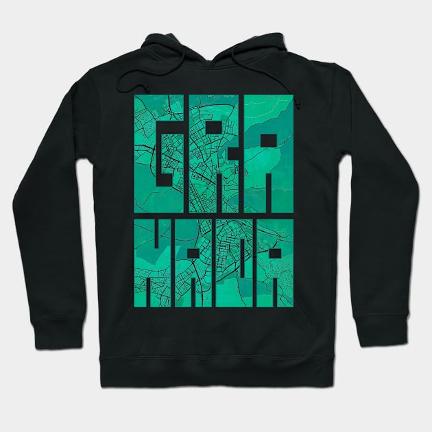 Granada, Spain City Map Typography - Watercolor Hoodie by deMAP Studio